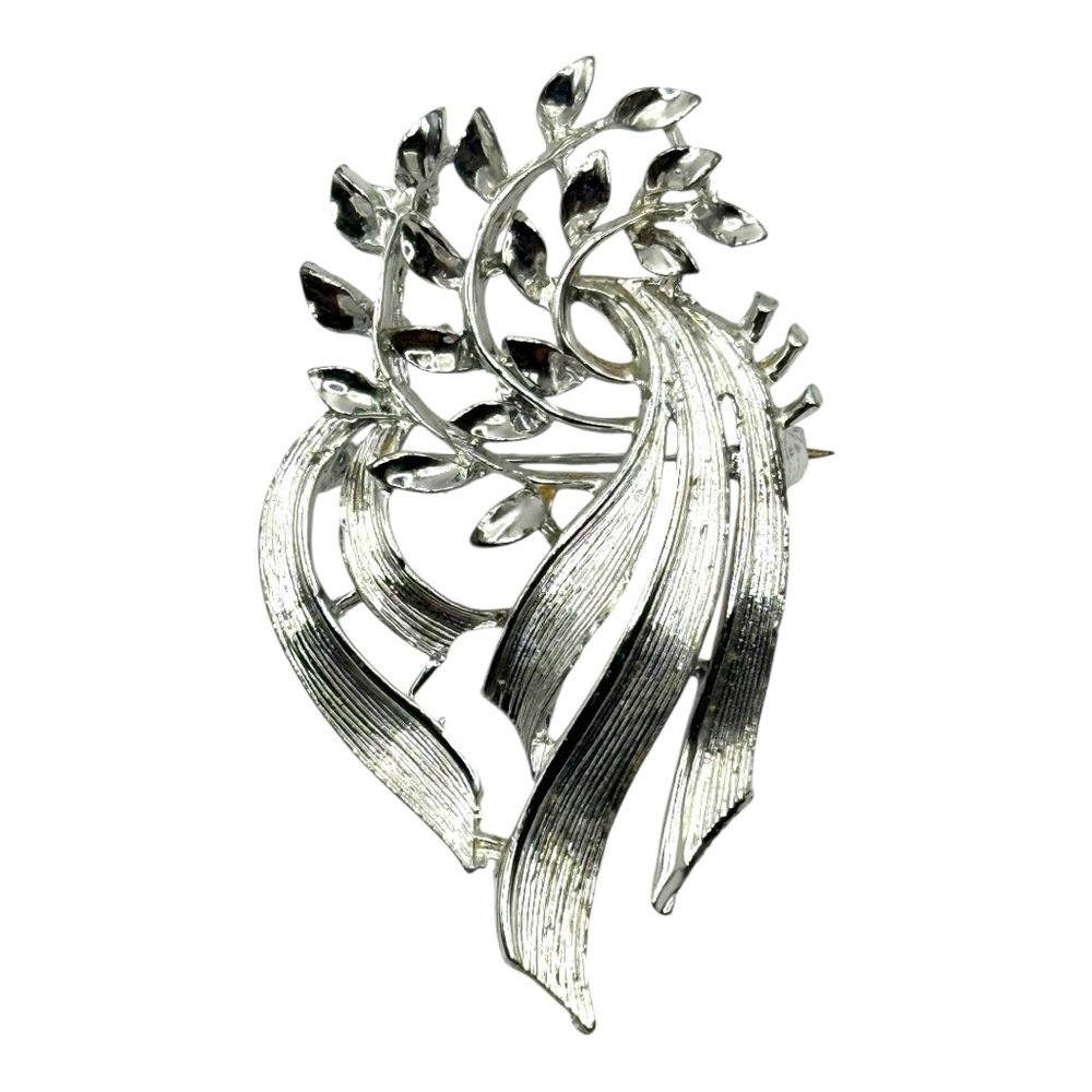 Source Unknown Silver Leaf Brooch - image 1